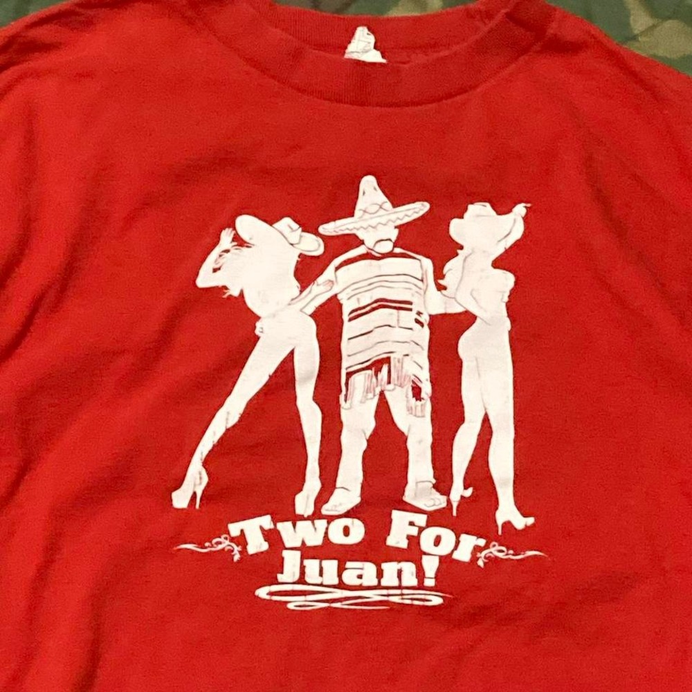 Alstyle red white graphic tee humor y2k vtg mens‎ m/18 - Picture 2 of 7